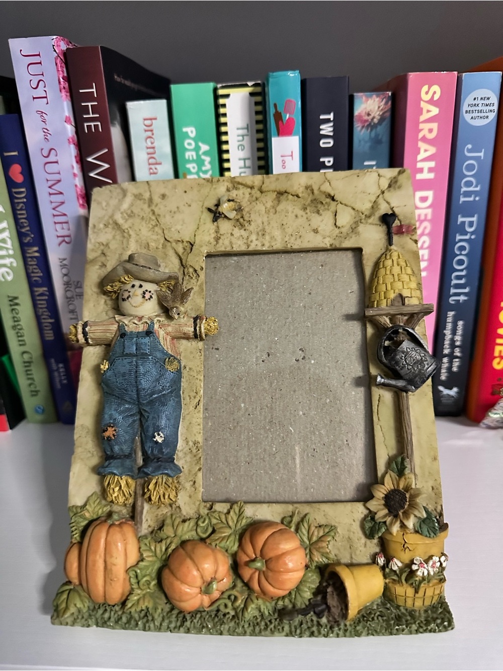 Fall Harvest Scarecrow Pumpkin Photo Frame Autumn Farmhouse Decor